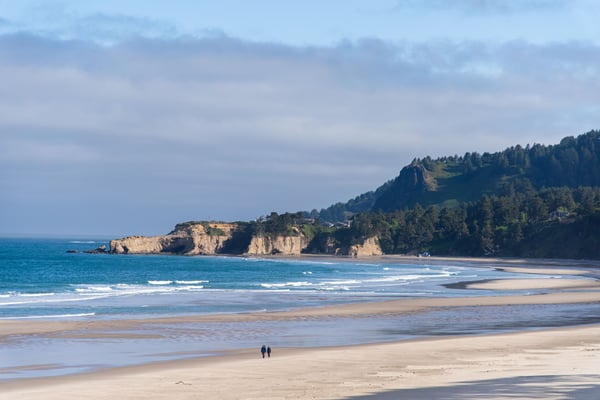 A rugged coastline with stunning views characterize the beaches near Newport, Oregon.